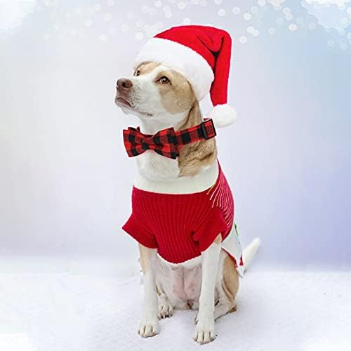 LUTER 2 חבילה חג המולד קלאסי משובץ צווארונים עם עניבת פרפר, עניבת פרפר לכלב, חתול, חיית מחמד, צווארון כלבים