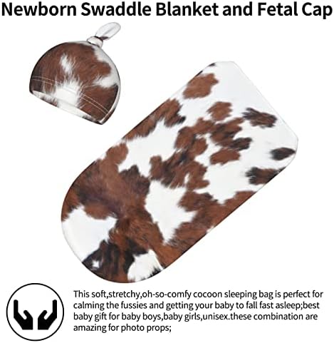 הדפס פרה חומה דפסת תינוקות חדשים ילידי חוט פרה שמיכת תינוק שינה שקית משנה רכה נמתחת עטיפת חוטף לתינוק