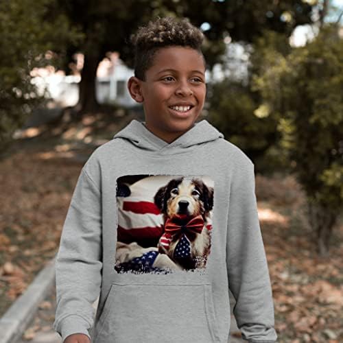 פטריוטיות של ילדים ספוג קפוצ'ון פליס - קפוצ'ון לילדים דגל אמריקאי - קפוצ'ון כלב חמוד לילדים