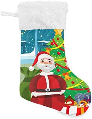 Pimilagu Santa Claus עם עץ חג המולד גרבי חג המולד 1 חבילה 17.7 , גרביים תלויים לקישוט חג המולד