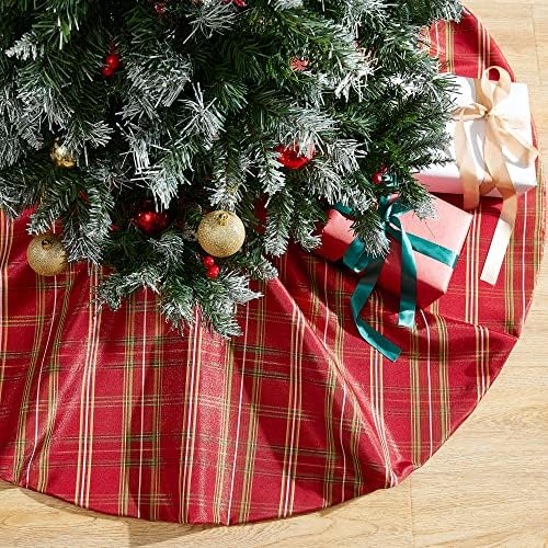 אופנות ביתיות של אלרנה חצאית עץ חג המולד מנצנצת משובצת, עגולה, 48 x 48