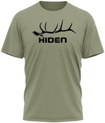 Hiden Elk קרני קרניים חולצות ציד גרפיות לגברים, חולצת טריקו גולגולת האנטר