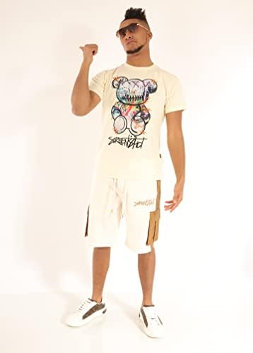 צילום מסך גברים היפ הופ HOP NYC Streetwear TEE Premium-Urban Varsity Macing Ptacting רקמת טריקו הדפס