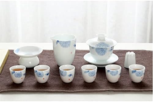 ZSEDP יצירתי צבוע ביד חרסינה לבנה קונג פו סט תה מכוסה קערה מכוסה כוס תה קרמיקה שלמה