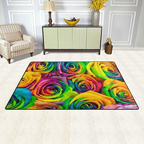 שטיח אזור ווליי, ורדים בצבע זר שטיח רצפת קשת שטיח ללא החלקה למגורים בחדר מעונות דקור חדר שינה 31x20