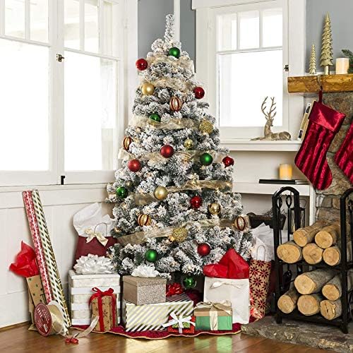 טופיל 4ft פרימיום נוהר עץ חג מולד שלג, עץ חג המולד הלא מואר תלוי במעמד מתכת, טיפים לסניף PVC ידידותי לסביבה
