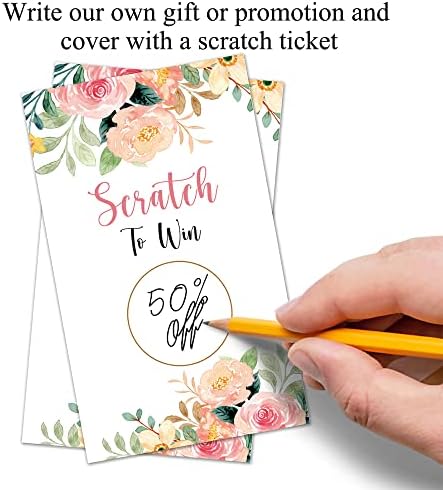 Haizct 50 חבילה פרחי צבעי מים תעודת מתנה ריקה לשרוט כרטיסים לעסקים קטנים, ספר שיער איפור יופי