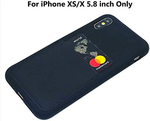 מארז סיליקון נוזלי דק אולטרה תואם לאייפון XS/x 10 עם חריץ מחזיק כרטיס אולטרה-דק-דק דק תואם כיסוי