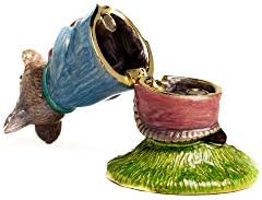 קרן קופל אב עכבר קופסת תכשיט מעוטרת באחסון תכשיטים גבישים סטאש צבוע בעבודת יד רעיון מתנה של חיה לקישוט הבית