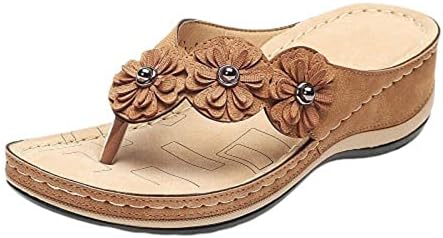 נעלי בית לנשים אופנה פרח דפוס טריז סנדלי קיץ קשת תמיכה אורטופדי שקופיות סנדלי כפכפים