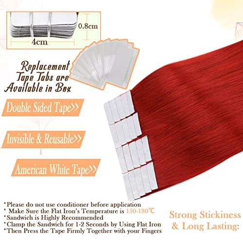 לקנות יחד לחסוך יותר * קלנוער שתי חבילה קלטת בתוספות שיער אמיתי שיער טבעי טורקיז ו אדום 22 אינץ
