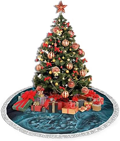 חצאית עץ חג המולד של דרקון, מחצלת חצאית עץ חג המולד עם ציצית לעיצוב מסיבת חתונה לחג 48