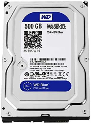 WD כחול 500 ג'יגה -בייט כונן דיסק קשיח - 7200 סלד Class SATA 6GB/S 32MB מטמון 3.5 אינץ ' - WD5000AZLX