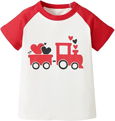פעוט בני בנות האהבה יום חולצה קצר שרוול קרוע טי משאית עומס של אהבת לב חולצות ילדים כותנה למעלה