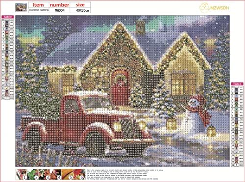 MZWSDH לחג המולד של שלג בציור יהלום - 5D ציור יהלום עגול מלא לפי מספרים עיצוב חג המולד ציור יהלום למבוגרים