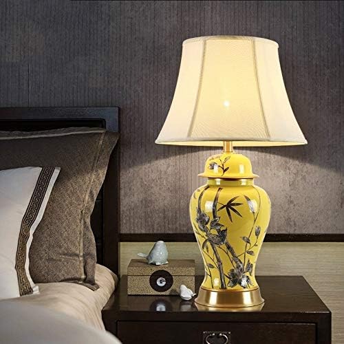 מנורת שולחן קרמיקה של ZSEDP מנורת מיטת נחושת מנורות שולחן יוקרה לסלון חדר שינה מנורת מיטה מעוטרת