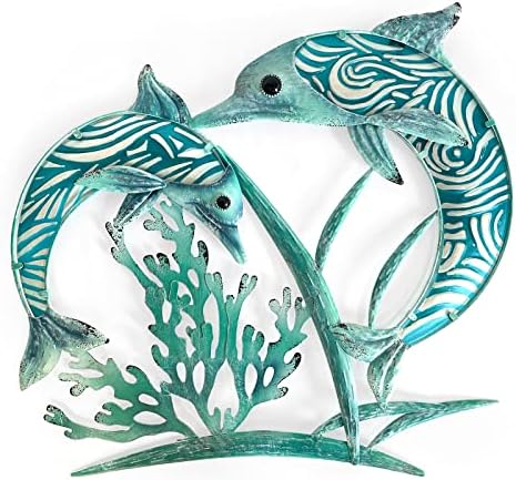 עיצוב קיר דולפין ליפי מתכת - דג דג מתכת עיצוב קיר - עיצוב קיר עם אוקיינוס ​​לבריכת אמבטיה חיצונית