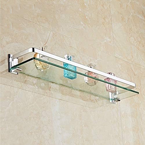 מדף הזכוכית של Zhanmam מדף אמבטיה מרובע עם מסילה מקלחת יחידה מקלחת מקלחת אדי מדף אחסון קדמי 0127