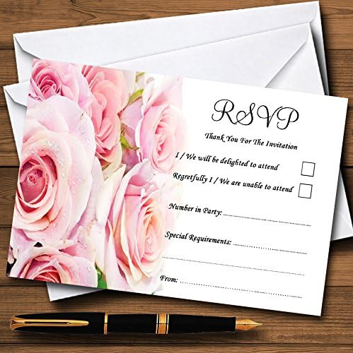 פסטל פסטל מדהים ורדים ורדים רטובים בהתאמה אישית של כרטיסי RSVP