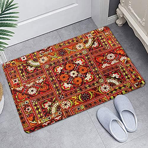שטיחי אמבטיה לאמבטיה, שטיחי אמבטיה מערביים ללא סחף, טלאים הודיים דפוס פרחוני כתום אדום רחיץ כיסוי שטיח רצפה