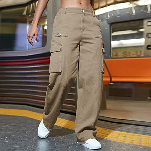 מכנסיים מתאימים רופפים לנשים מזדמנים 2023 מכנסי מטען אישה רגועה בכושר בגדים רחבים מכנסיים שחורים מותניים