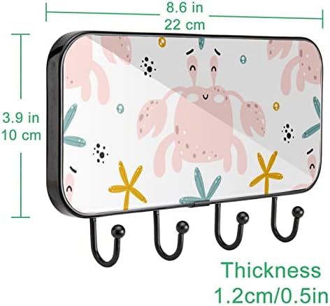 סרטן קיר מעיל דפסה של סרטן כוכב ים, מתלה מעיל כניסה עם 4 חיבור לעיל מעיל גלימות ארנק מגבות כניסה לחדר אמבטיה