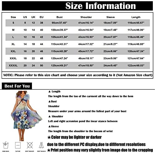 שמלות קיץ לנשים 2023 שרוול קצר מודפס v צוואר רזה רז