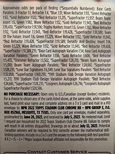 2022 טופס סטדיום קלאב כרום בייסבול ליגת הבייסבול הגדולה חבילת ערך תיבת בלסטר-1 חבילה - 7 כרטיסי מסחר-מצא 1 אקספרקטור
