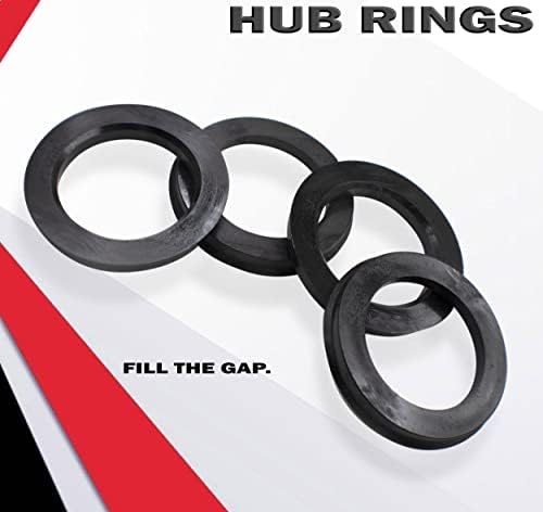 חלקי אביזרי גלגלים סט של 4 טבעת מרכזית טבעת 74 ממ OD עד 56.6 ממ מזהה רכזת, פוליקרבונט שחור