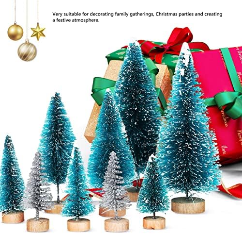 סצינות של Abofan 28 PCS, עצים סגנונות מעורבים, יצירה של חג השולחן, עצי חג המולד אורן עץ סיסל בסיסי חורף קישוטים