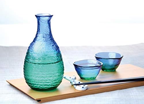 東洋 佐々 木 ガラス Toyo Sasaki Glass WA165CB/EG SAKE POT, SAER CALAL SANGO NO UMI, TOKURI, מיוצר ביפן, ירוק,