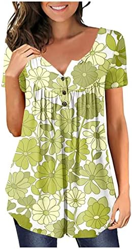 שמלות קיץ של יום פטריק הקדוש לנשים 2023 הדפס פרחוני חולצת טריקו מזדמן שרוול קצר כפתור חי.