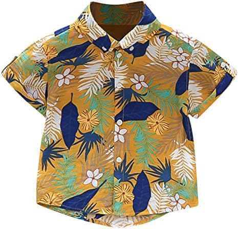 בנים חולצות בהוואי שרוול קצר כותנה כותנה כפתור חוף ים למטה חולצות מסיבות מזדמנים לילדים