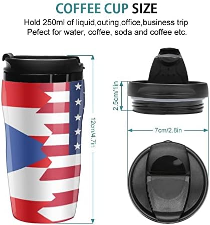 כוס קפה דגל אמריקאית פוארטו ריקנית עם מכסה מבודד ספל נסיעות עמיד למשקאות 250 מל
