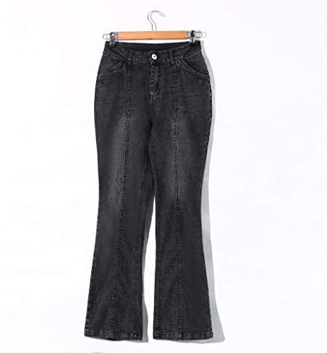 מכנסי ג'ינס רגל רחבים לנשים אמצע עלייה נמתחת במצוקה ג'ינס שטוף ג'ינס מג'ינס מג'ינס משנות ה -70 ג'ינס קאובוי