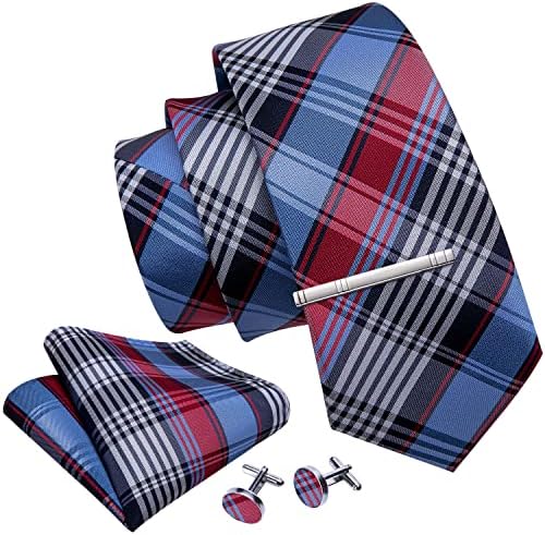 בארי.וואנג פורמליות פס עניבת סט עם מטפחת חפתים משובץ עניבות ועניבה קליפסעסק מסיבת עיצוב