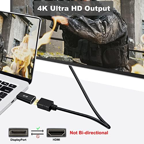 Arme Displayport למתאם HDMI, זכר DP חד-כיווני לממיר נקבה HDMI התואם ל- Lenovo, HP, Dell ויותר שחור