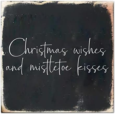 משאלות חג המולד ונשיקות דבקון נשיקות שלט עץ לוחית מצחיקה מצחיקה שלט עץ ציטוטים מעוררי השראה שלט תלייה שלט