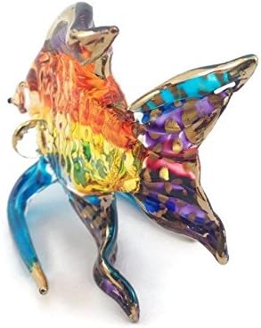 2 דגי מלאך גבוהים מפוצצים זכוכית זכוכית פסלונין בעלי חיים מיניאטוריים אנגליסטים אקווריום דמות דמות פסל בעבודת