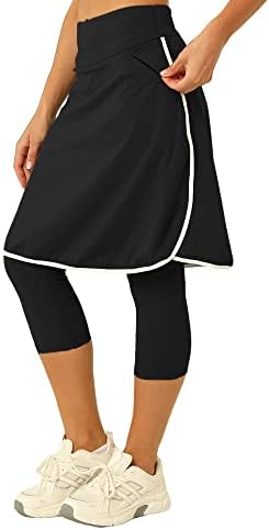 AURGELMIR חצאיות גולף טניס באורך ברך נשים עם מכנסי קפרי אימון יוגה חצאית חצאית אתלטית מכנסיים
