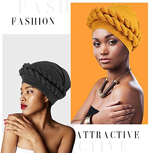 סאטניור 3 חתיכות אפריקאי נשים טורבן כובע ראש לעטוף קשר מראש קשור מצנפת צמת טורבן לנשים, בשלל