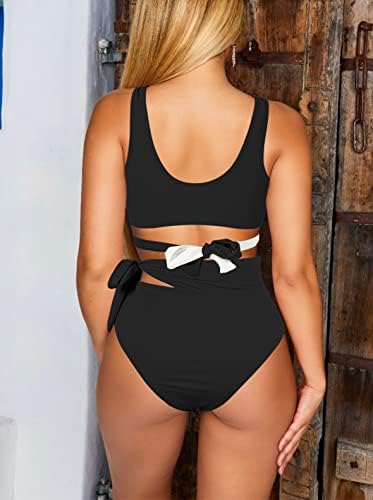 Sovoyontee Womens Criss Cross Bikini מגדיר שני בגד ים בגד ים גבוה מותניים גבוהים חצופים בגד ים