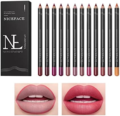 12 יחידות צבעוני ליפ ליינר עיפרון סט גבוהה פיגמנט קל צבע לאורך זמן חלק טבעי מקצועי שפתיים איפור מתנה