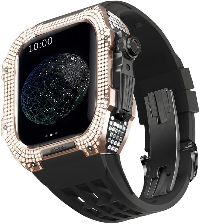 ערכת Mod Bholsa לסדרת Apple Watch 6 5 4 SE 44 ממ מארז סגסוגת טיטניום ופס גומי עבור IWatch 6 SE