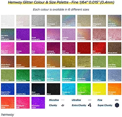 Hemway Premium Ultra Sparkle Glitter Multi מטרה פתית מתכתית למלאכות אומנויות ציפורניים קוסמטיקה