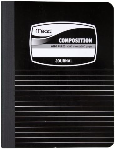 ספר קומפוזיציה Mead/מחברת, נייר רחב שלט, 100 גיליונות, 9-3/4 x 7-1/2, שחור