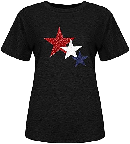 טופ 4 ביולי נשים דגל אמריקאי טייז חולצות כוכבות פסים שרוול קצר ארהב יום העצמאות יום עצמאות חולצות פטריוטיות