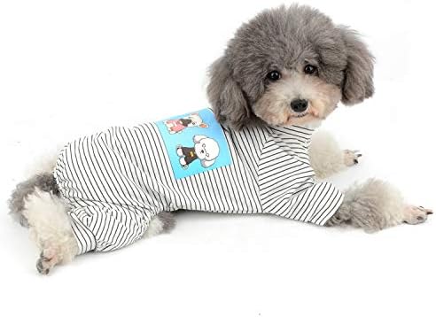 זונה כלבים קטנים פיג'מה סרבל סרבל חולצה פסים תלבושות PJS עם רגליים כותנה רכה בגדי גור חיית מחמד