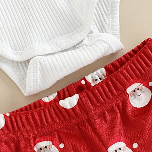 תינוקת תלבושות חג המולד הראשון שלי מכתב שרוול ארוך צמרות רומפר+מכנסיים תחתון פעמון+סרגל 3 PCS סט בגדים