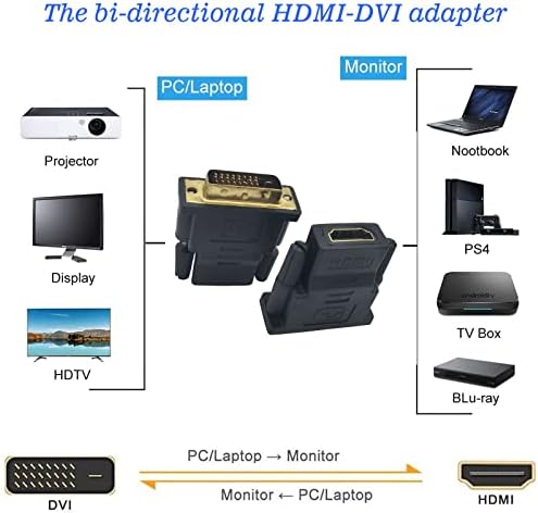 NW Genhaoqi Hdmi למתאם DVI, זכר דו-כיווני DVI-D לממיר נקבה HDMI, מצופה זהב